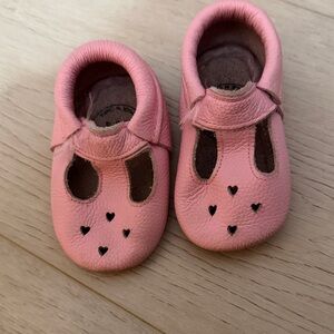 BirdRock Baby Pink Leather Kids Shoes with Heart Design
